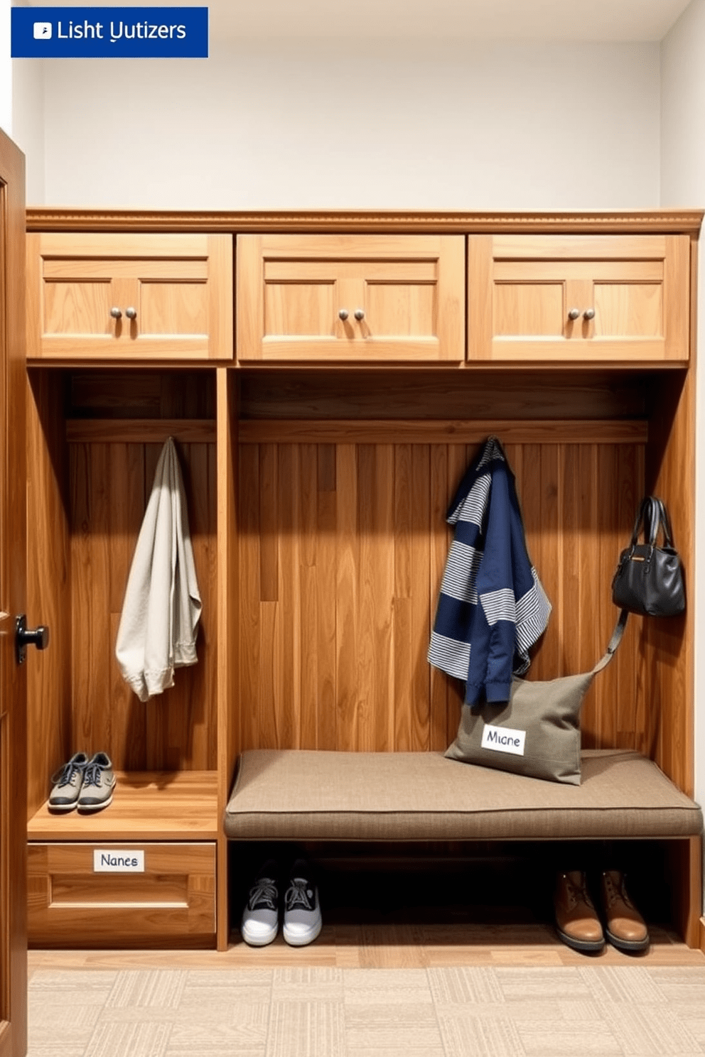 Mudroom Near Family Room Design Ideas 11