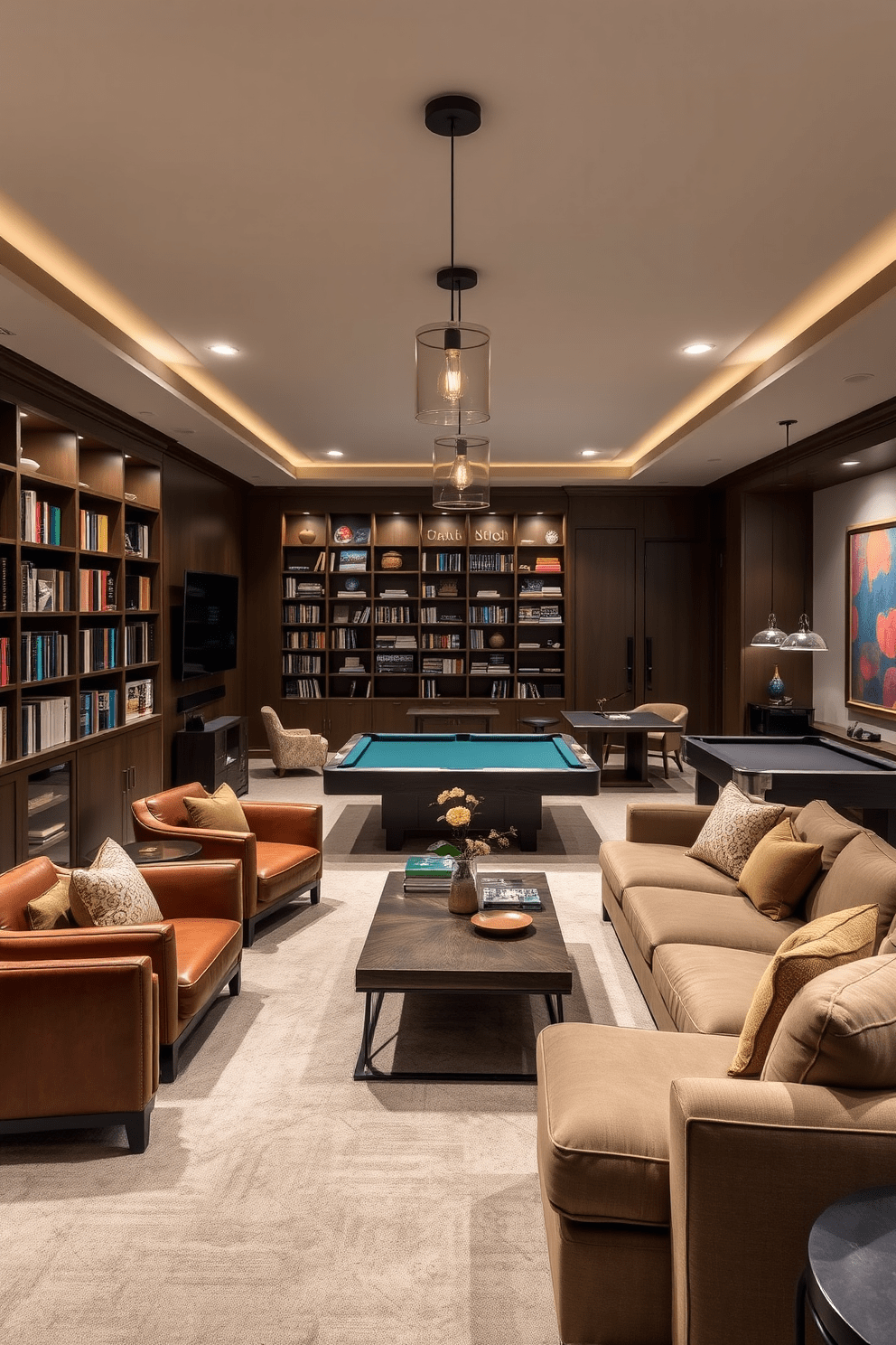 L Shaped Basement Design Ideas 15