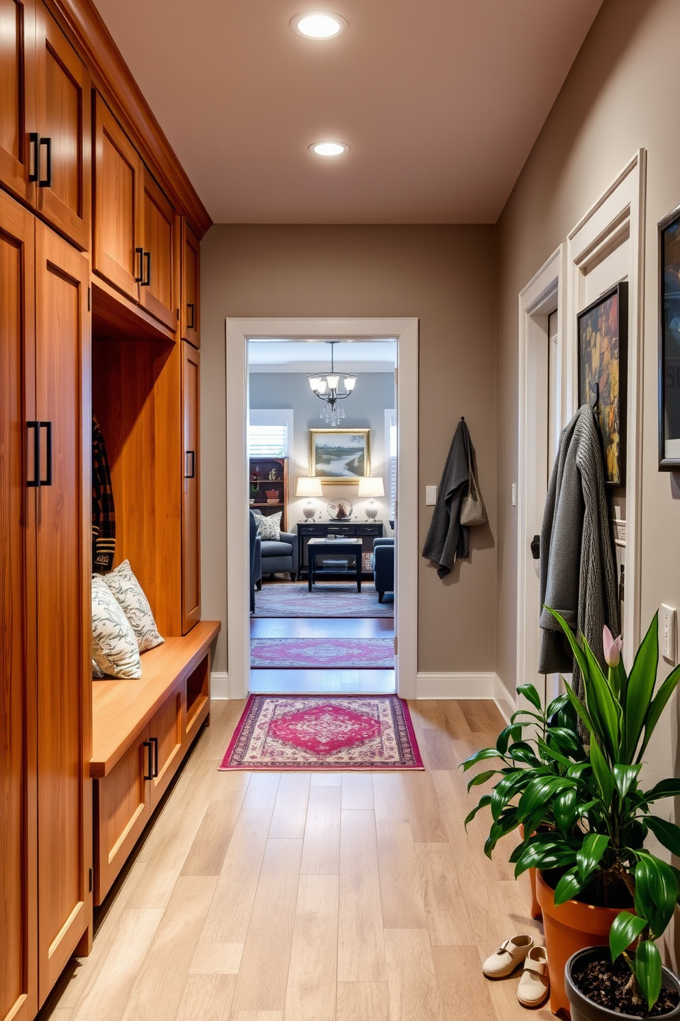Mudroom Near Family Room Design Ideas 16