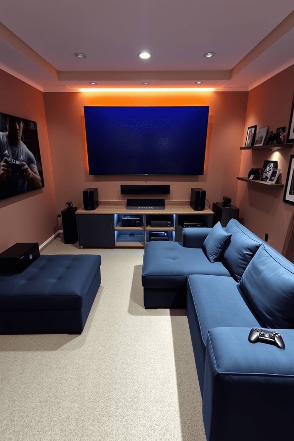 L Shaped Basement Design Ideas 19