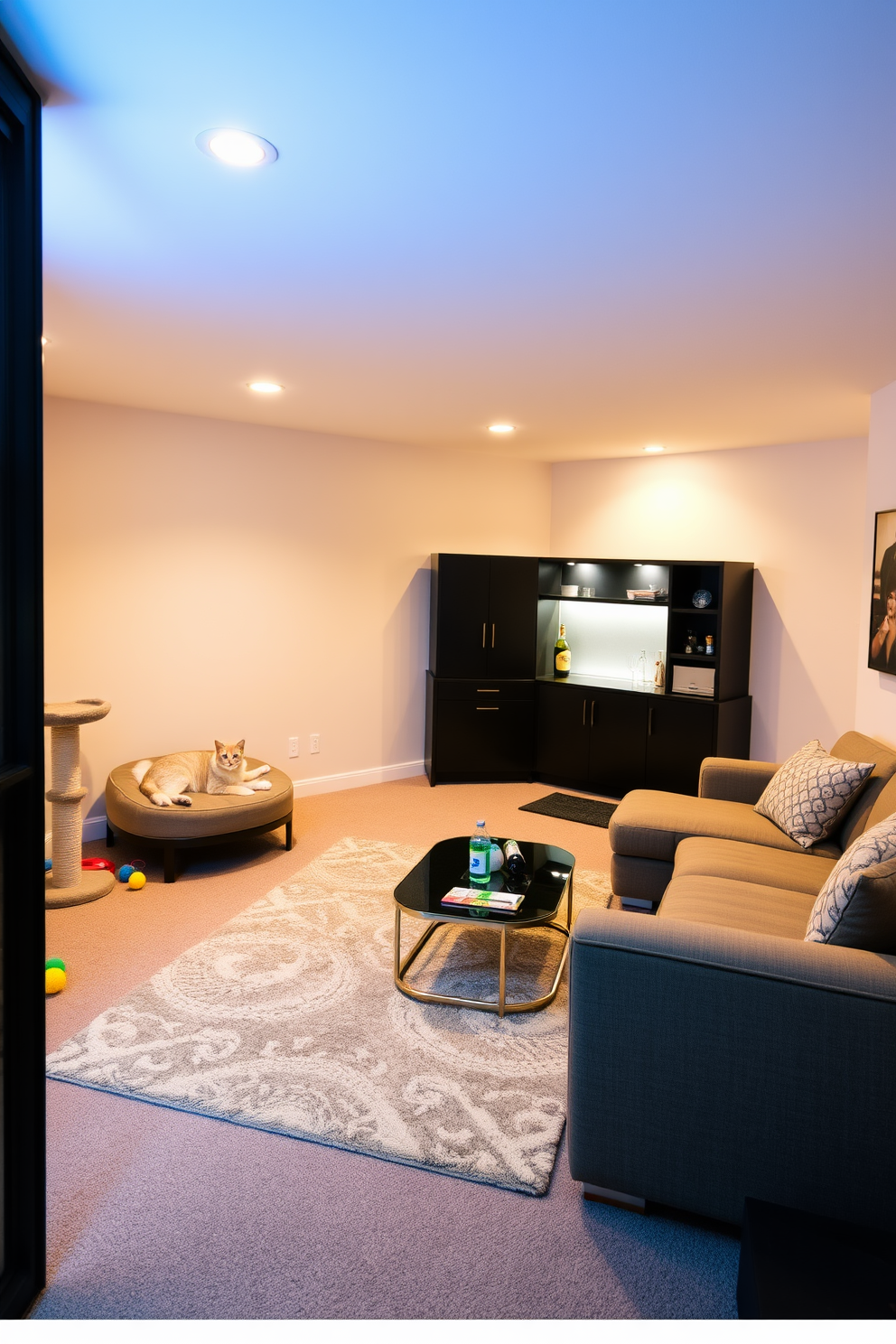 L Shaped Basement Design Ideas 21