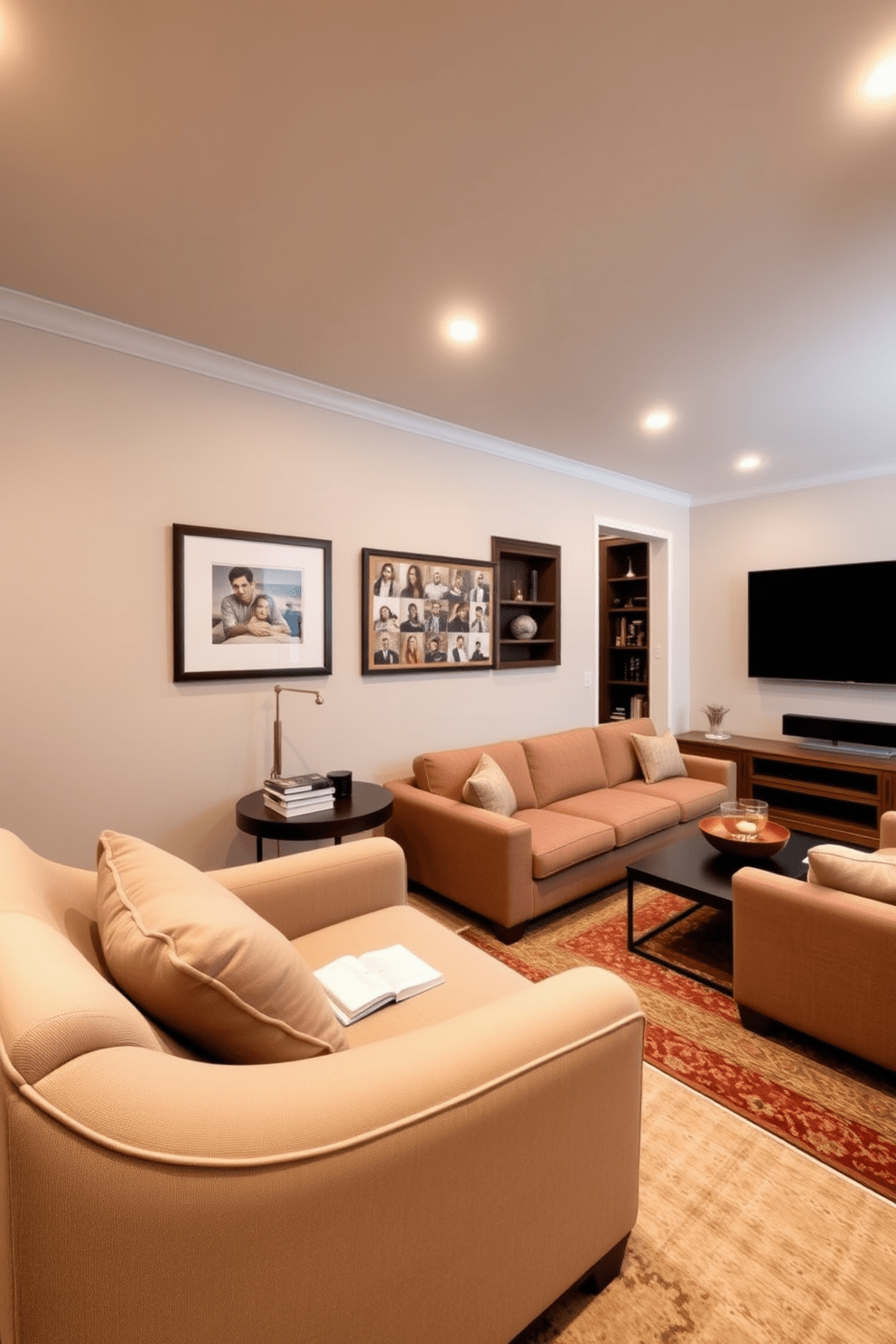L Shaped Basement Design Ideas 23