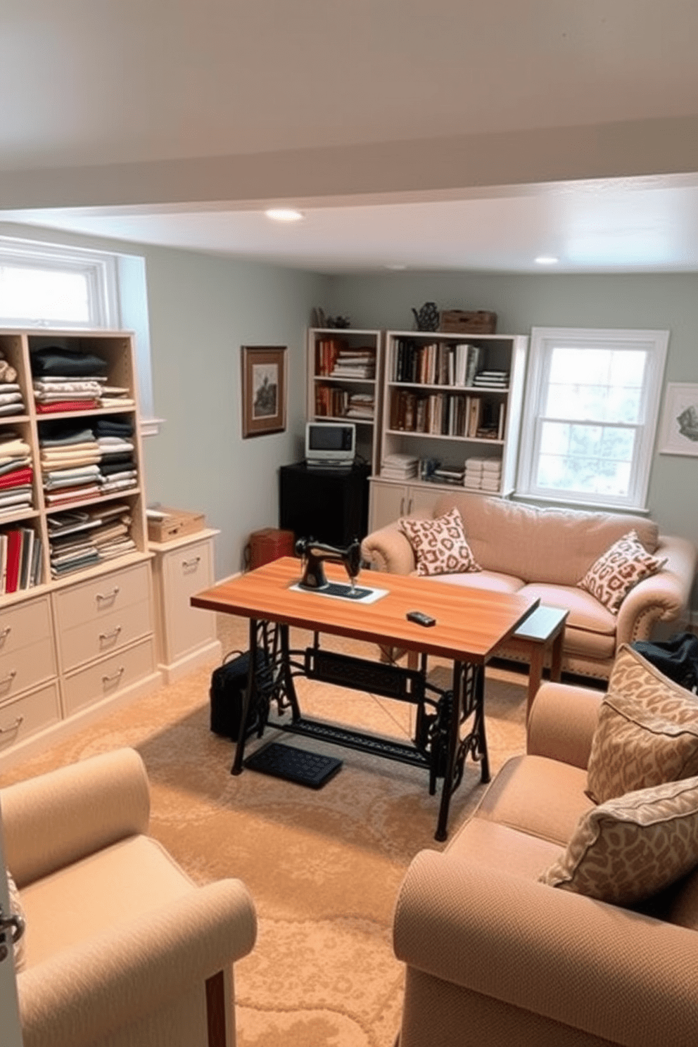 L Shaped Basement Design Ideas 26