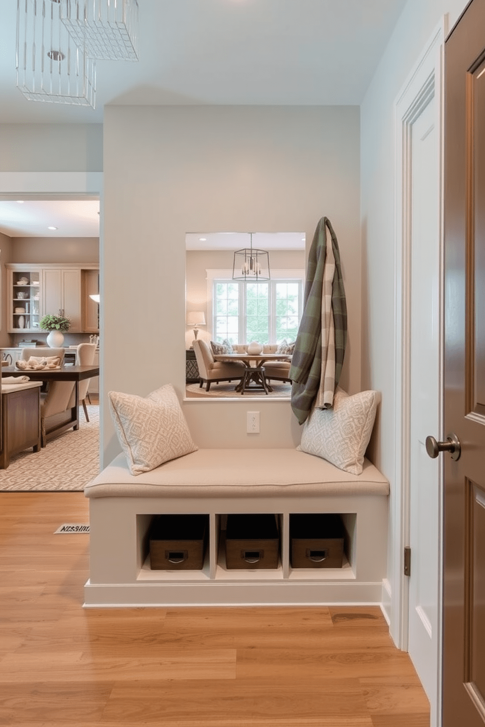 Mudroom Near Family Room Design Ideas 26