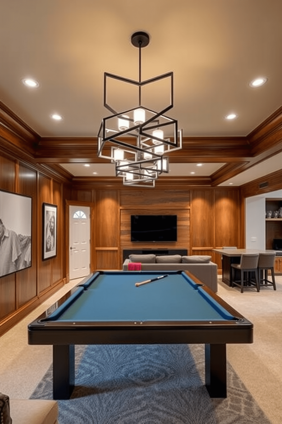 L Shaped Basement Design Ideas 28