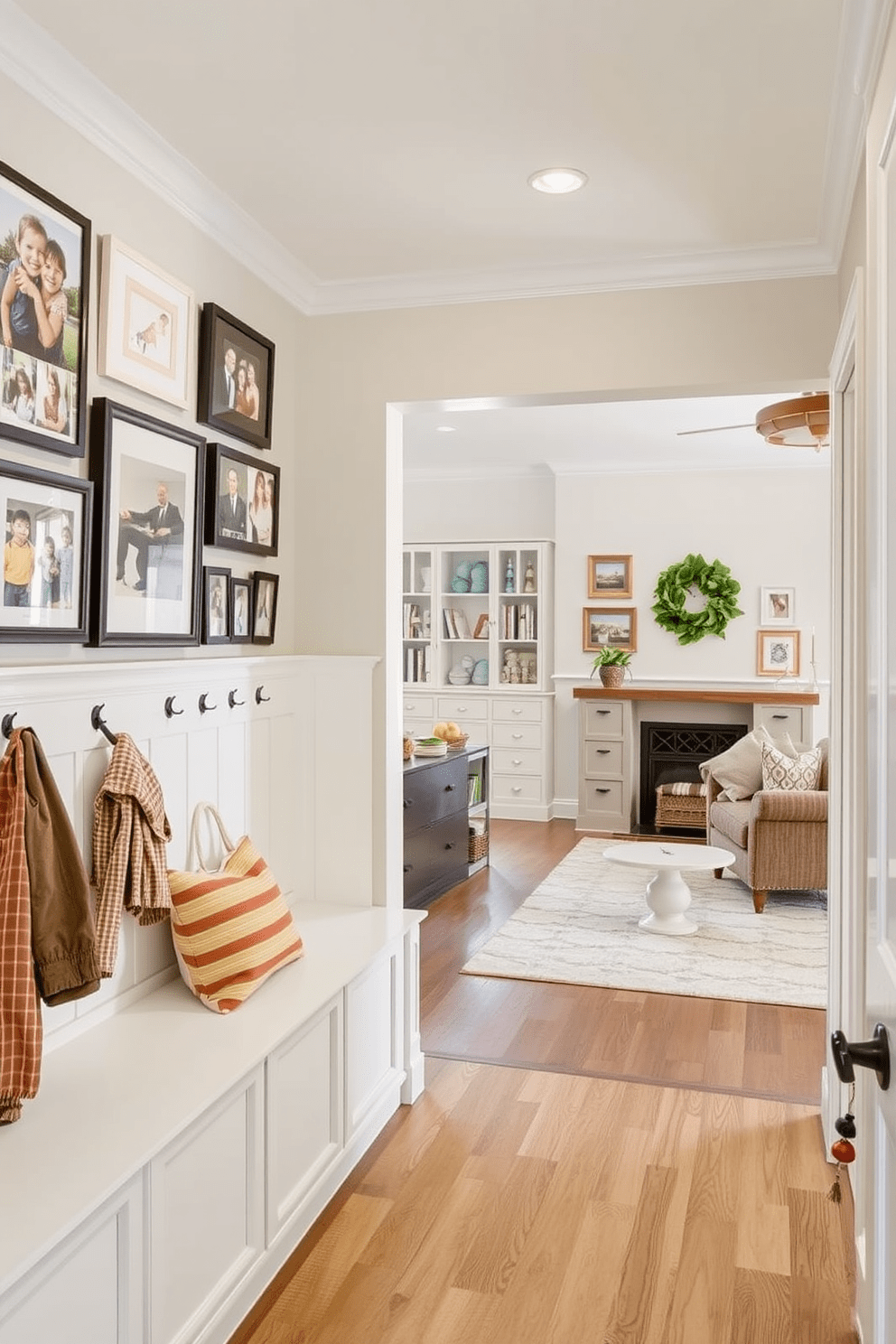 Mudroom Near Family Room Design Ideas 30