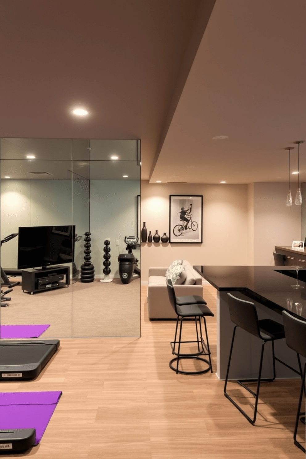 L Shaped Basement Design Ideas 7